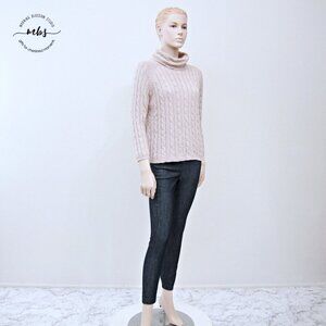 Austin Reed Silk Cotton Cashmere Blend‎ Turtleneck Knit Sweater Tan Women L